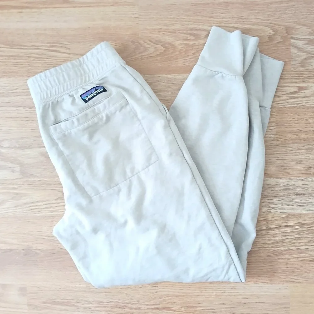 Patagonia Ahnya Organic Cotton Fleece Jogger Pants Beige Size Small - Picture 3 of 8